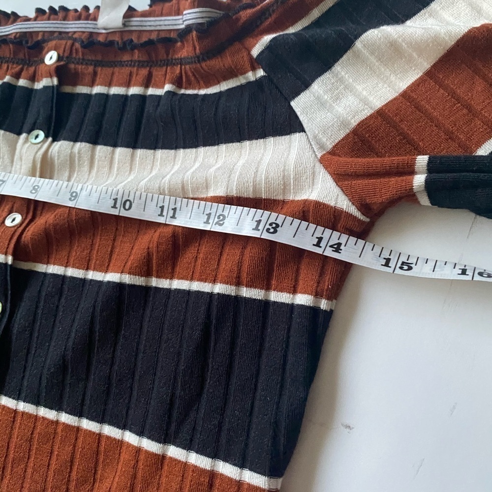 Y2k off the shoulder ribbed stripe crop L - Picture 4 of 7